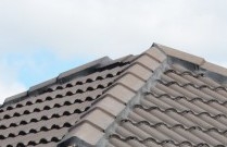 Concrete tiles roof edges